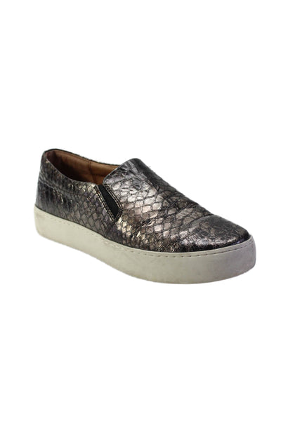 Frye Womens Metallic Leather Round Toe Slip On Low-Rise Sneakers Silver Size 7M