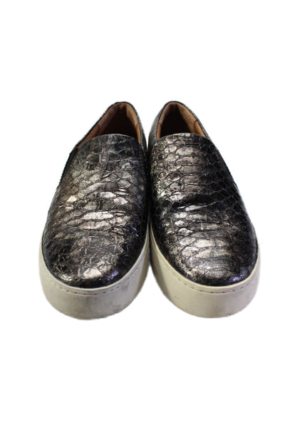 Frye Womens Metallic Leather Round Toe Slip On Low-Rise Sneakers Silver Size 7M