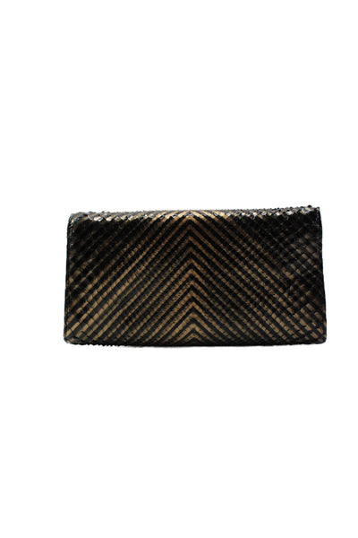 Byron Womens Metallic Python Striped Magnetic Closure Clutch Bag Black