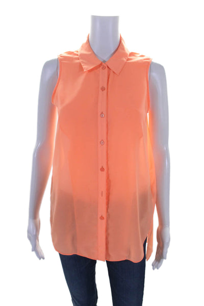 Theyskens Theory Womens Button Front Collared Shirt Orange Size Petite