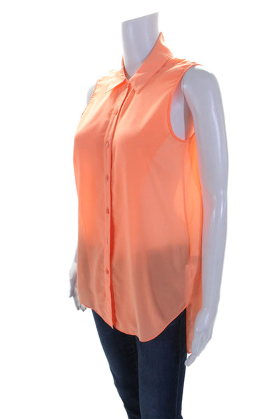 Theyskens Theory Womens Button Front Collared Shirt Orange Size Petite