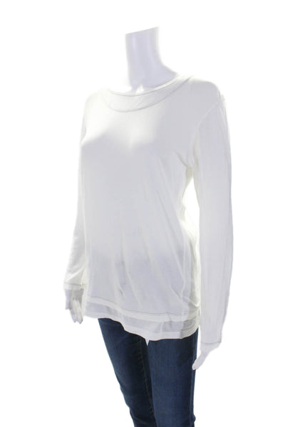 Rivamonti Womens Long Sleeve Scoop Neck Tee Shirt White Cotton Size 2XL