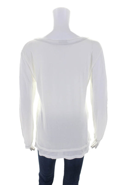 Rivamonti Womens Long Sleeve Scoop Neck Tee Shirt White Cotton Size 2XL