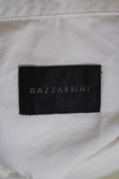 Gazzarrini Mens Button Front Long Sleeve Collared Shirt White Cotton Size 15 3/4