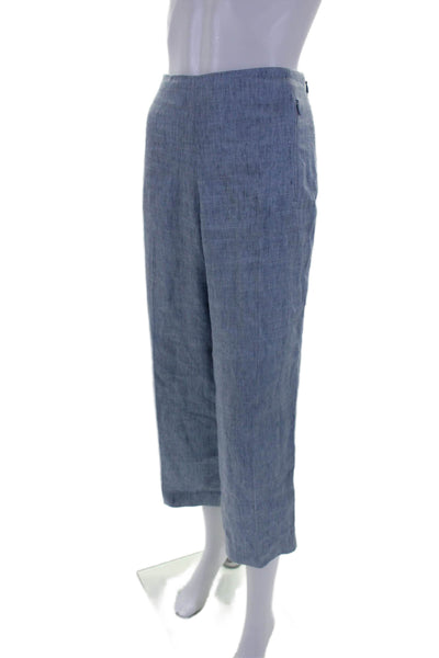 Elie Tahari Womens High Rise Straight Leg Zip Pocket Pants Blue Size 4