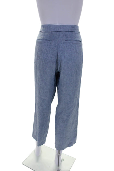 Elie Tahari Womens High Rise Straight Leg Zip Pocket Pants Blue Size 4