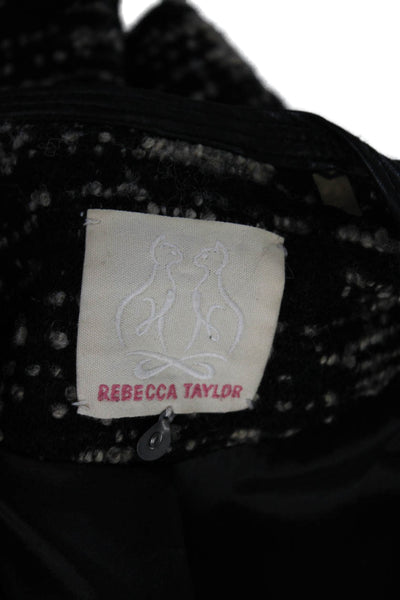 Rebecca Taylor Womens Boucle Full Zipper Wrap Jacket Black White Cotton Size 0