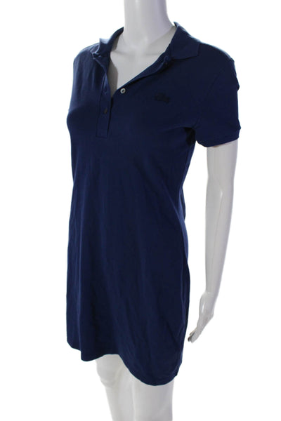 Lacoste Womens Cotton Collared Short Sleeve Knee Length Polo Dress Blue Size 36