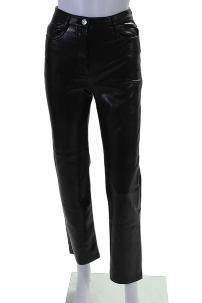 Wilfred Womens The Melina Faux Leather Buttoned Straight Leg Pants Black Size 0