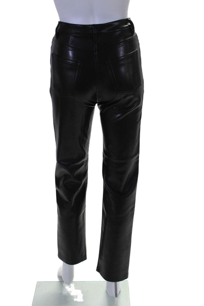 Wilfred Womens The Melina Faux Leather Buttoned Straight Leg Pants Black Size 0