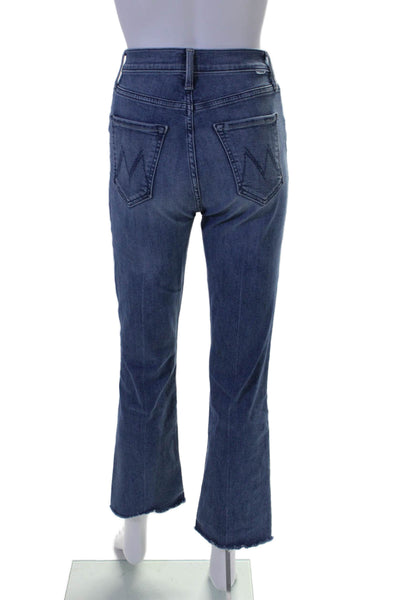 Mother Womens The Tripper Ankle Frayed Fringed Straight Jeans Blue Size EUR 22