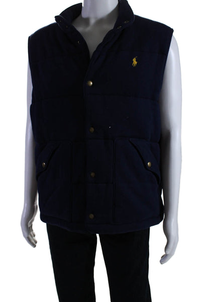 Polo Ralph Lauren Mens Two Pocket High Neck Button Up Vest Navy Size XL