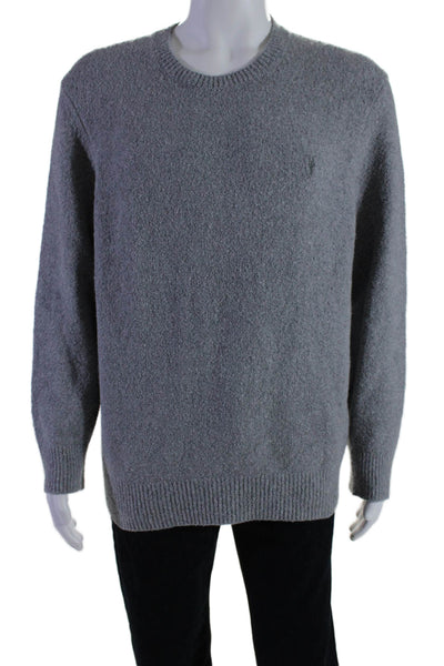 Allsaints Mens Cotton Blend Round Neck Long Sleeve Pullover Sweater Gray Size L