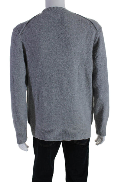 Allsaints Mens Cotton Blend Round Neck Long Sleeve Pullover Sweater Gray Size L