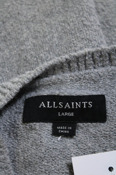 Allsaints Mens Cotton Blend Round Neck Long Sleeve Pullover Sweater Gray Size L