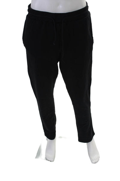 Kith Mens Drawstring Logo Straight Leg Knit Pants Black Cotton Size Medium