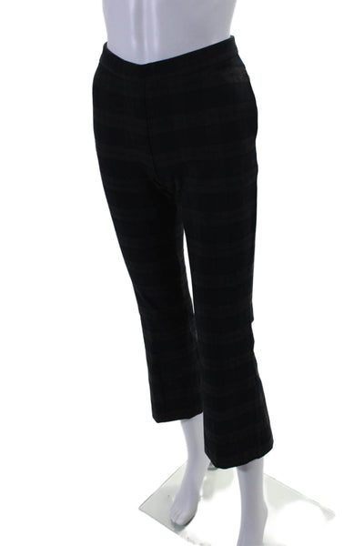 Index Womens Plaid Two Pocket Flat Front Mid-Rise Flared Pants Navy Size XS