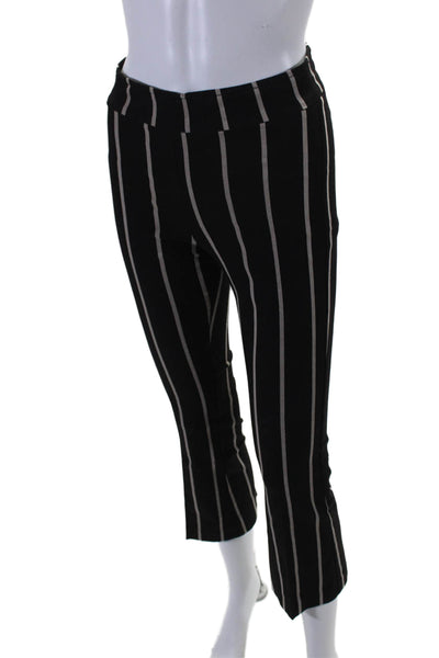 Avenue Montaigne Womens Striped Flat Front Mid-Rise Flared Pants Black Size 2