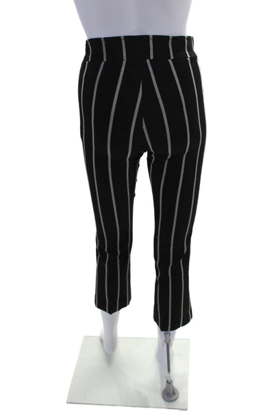 Avenue Montaigne Womens Striped Flat Front Mid-Rise Flared Pants Black Size 2