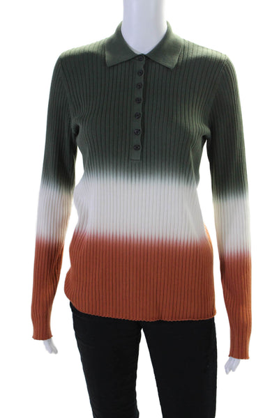 10 Crosby Derek Lam Womens Ribbed Sweater Multi Colored Cotton Size Large