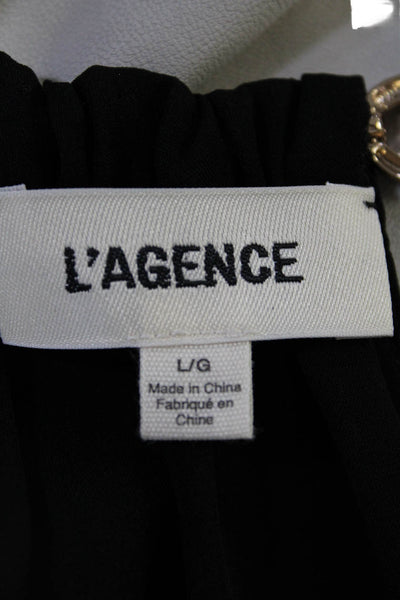 L'Agence Womens Silk Gold Tone Neckline Sleeveless Tank Top Black Size Large