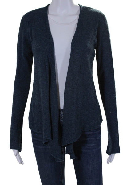 Ply Cashmere Womens Cashmere Knitted Long Sleeve Open Front Cardigan Blue Size M