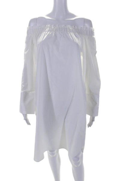 Barneys New York Womens 3/4 Sleeve Off Shoulder Shirt Dress White Size IT 42