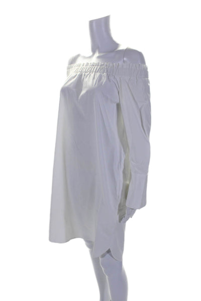 Barneys New York Womens 3/4 Sleeve Off Shoulder Shirt Dress White Size IT 42