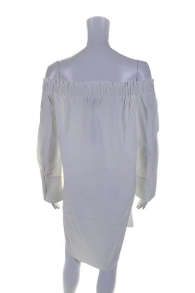 Barneys New York Womens 3/4 Sleeve Off Shoulder Shirt Dress White Size IT 42