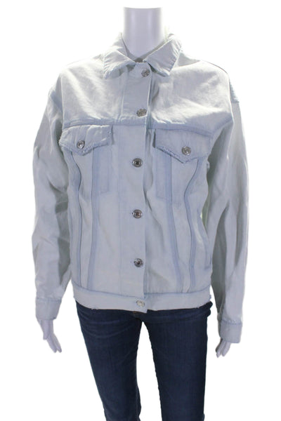 MSGM Womens Denim Button Down Light Wash Jacket Blue Cotton Size EUR 38