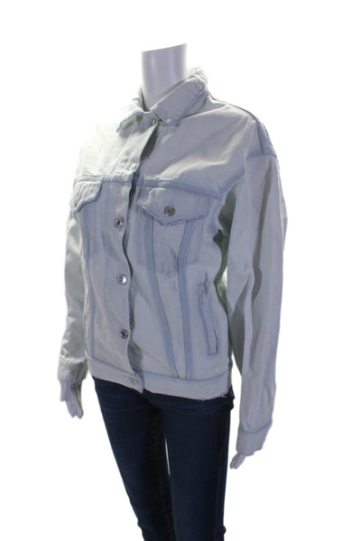 MSGM Womens Denim Button Down Light Wash Jacket Blue Cotton Size EUR 38