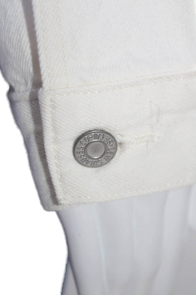 Levis Womens Denim Long Sleeves Button Down Jacket White Cotton Size Small