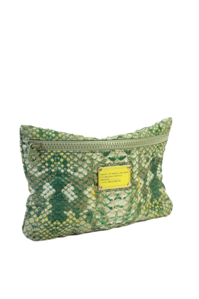 Marc By Marc Jacobs Womens Snakeskin Print Zipper Closure Clutch Handbag Green G