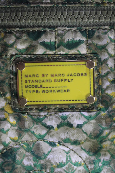 Marc By Marc Jacobs Womens Snakeskin Print Zipper Closure Clutch Handbag Green G