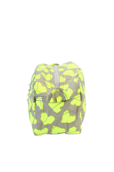 Marc By Marc Jacobs Womens Heart Print Cosmetic Make Up Bag Gray Neon Green