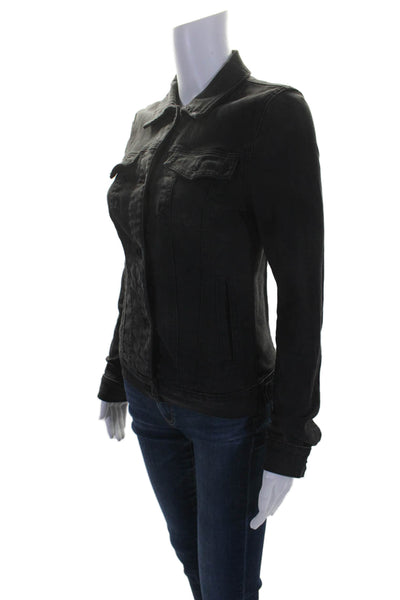 J Brand Womens Button Down Collared Jean Jacket Denim Black Size XS