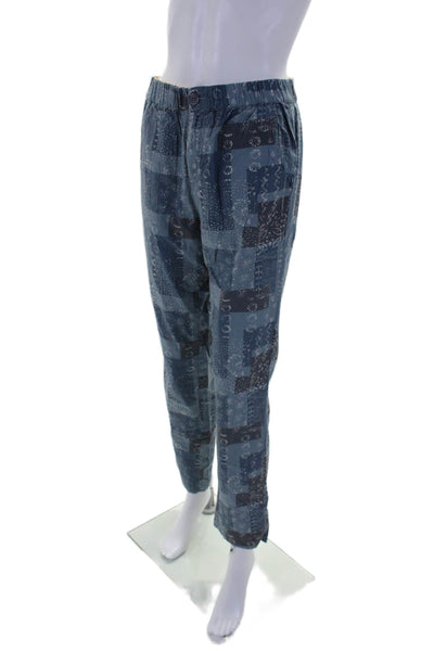 The Phluid Project Womens Tapered Leg Abstract Print Pants Blue Small