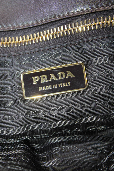 Prada Womens Dark Brown Leather Nappa Gaufre Tote Bag Handbag