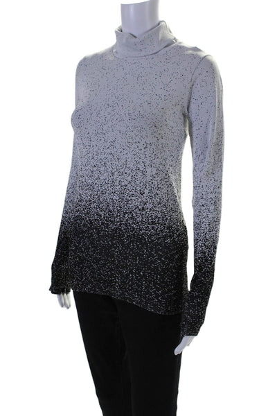 Athleta Womens Long Sleeve Rib Knit Turtleneck Sweater Black White Small