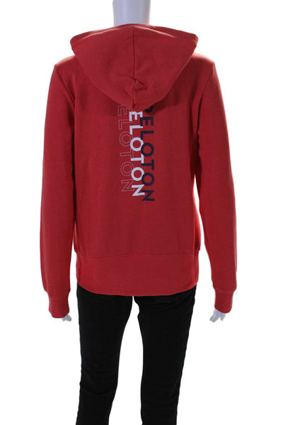 Peleton Womens Long Sleeve Front Zip Thick Knit Hoodie Red Size Small