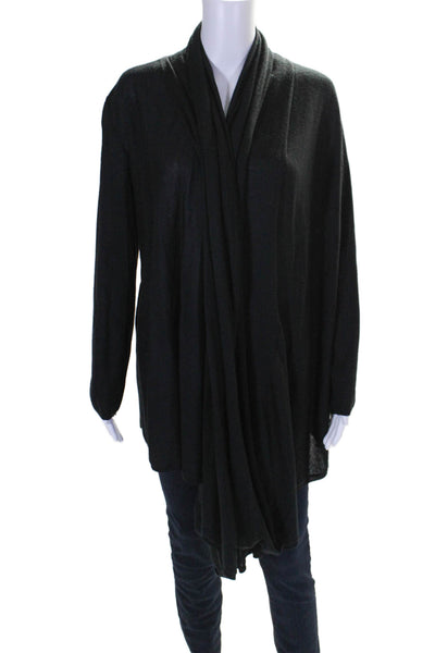 Alice + Olivia Womens Collared Draped Buttoned Long Sleeve Cardigan Black Size M