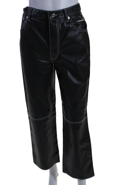 We The Free Women's High Waist Five Pockets Faux Leather Pants Black Size 2