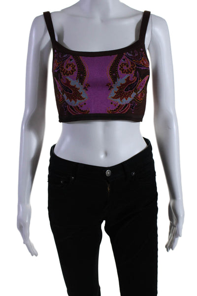 Cecilia Prado Women's Square Neck Spaghetti Straps Paisley Cropped Top Size S