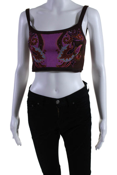 Cecilia Prado Women's Square Neck Spaghetti Straps Paisley Cropped Top Size S