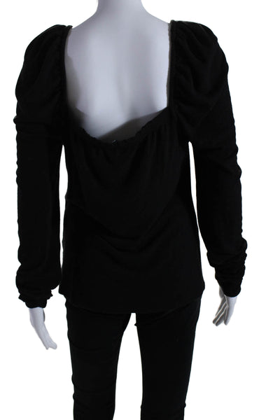 Something Navy Womens Long Sleeve Square Neck Knit Shirt Black Size 1