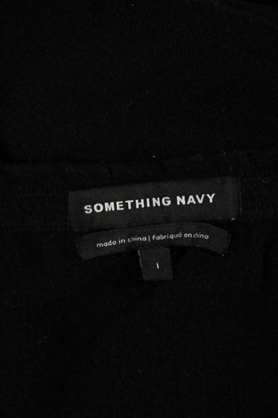Something Navy Womens Long Sleeve Square Neck Knit Shirt Black Size 1