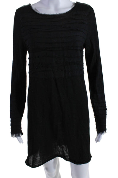 Nicole Miller Womens Long Sleeve Scoop Neck Knit Dress Black Wool Size Shop Linda s Stuff