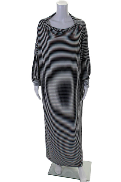 KAMALIKULTURE Womens Striped Long Sleeves Maxi Dress Black White Size Extra Larg