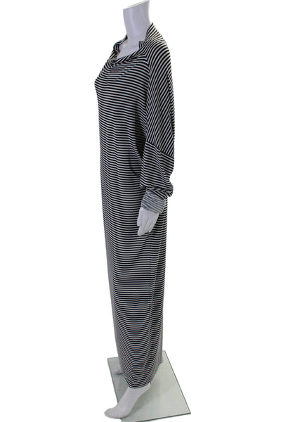 KAMALIKULTURE Womens Striped Long Sleeves Maxi Dress Black White Size Extra Larg