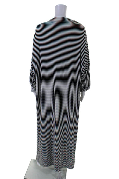 KAMALIKULTURE Womens Striped Long Sleeves Maxi Dress Black White Size Extra Larg